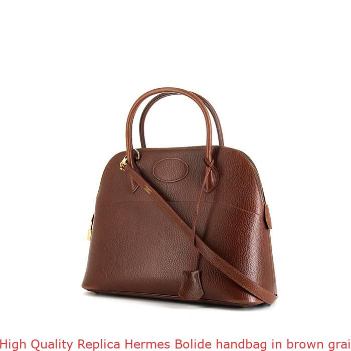 High Quality Replica Hermes Bolide handbag in brown grained leather ...